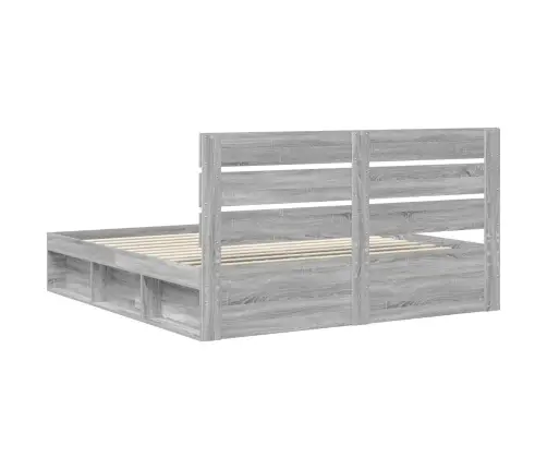 Gultas Rāmis Pelēks Sonoma 200 X 200 Cm Ciets Priedes Koks Vidaxl