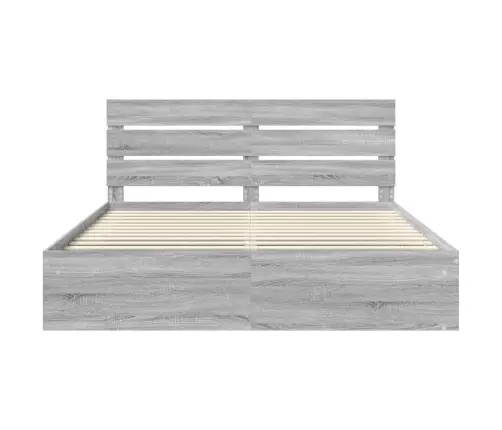 Gultas Rāmis Pelēks Sonoma 200 X 200 Cm Ciets Priedes Koks Vidaxl