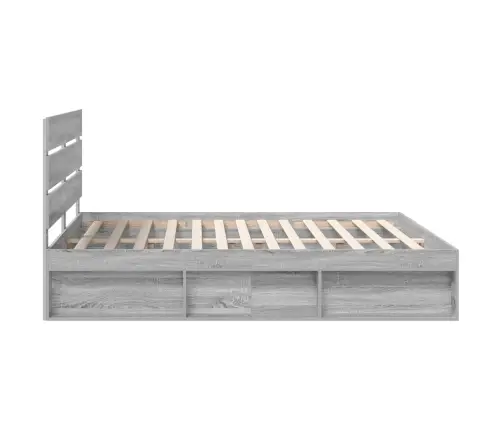 Gultas Rāmis Pelēks Sonoma 200 X 200 Cm Ciets Priedes Koks Vidaxl