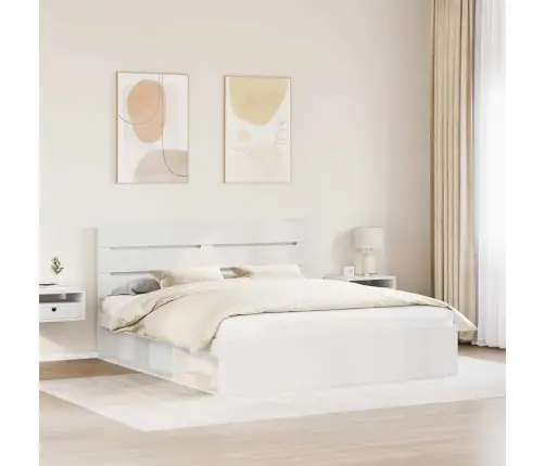 Voodi Raam Peaga Valge 180 X 200 Cm Tahke Mänd