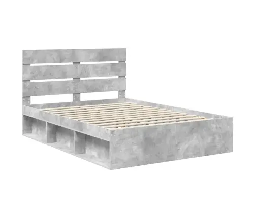 Gultas Rāmis Betons 160 X 200 Cm Ciets Priedes Koks Vidaxl