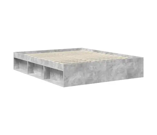 Gultas Rāmis Betons 160 X 200 Cm Ciets Priedes Koks Vidaxl