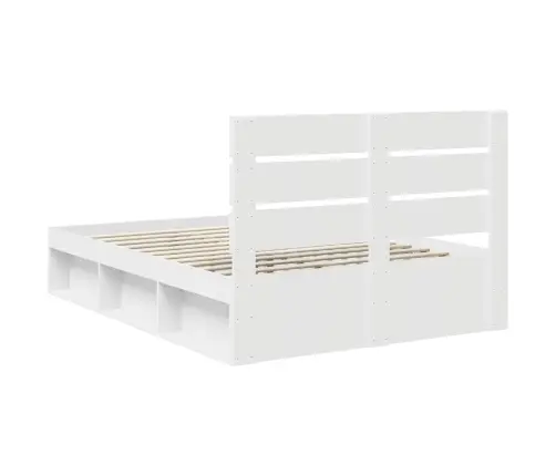 Gultas Rāmis Balts 150 X 200 Cm Ciets Priedes Koks Vidaxl