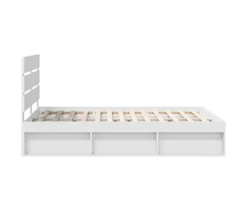 Gultas Rāmis Balts 150 X 200 Cm Ciets Priedes Koks Vidaxl