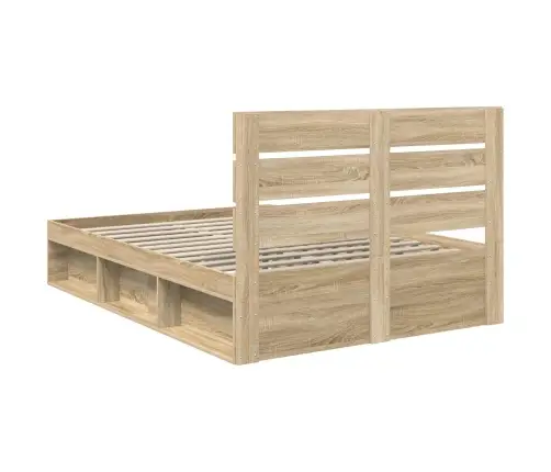 Voodi Raam Peaga Sonoma Tamm 150 X 200 Cm Tahke Mänd