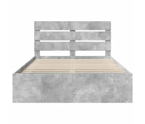 Gultas Rāmis Betona Pelēks 150 X 200 Cm Ciets Priedes Koks Vidaxl
