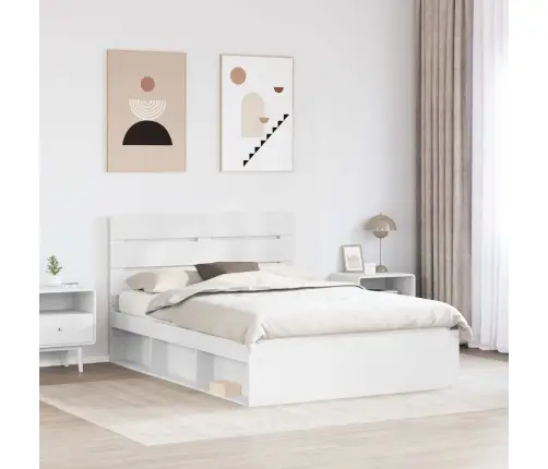 Lovos Rėmas Balta 140 X 200 Cm Kietos Pušies Mediena