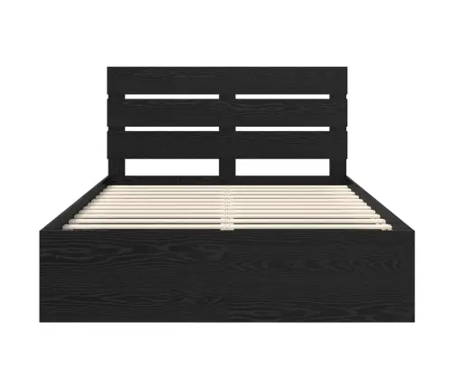 Gultas Rāmis Melna 140 X 200 Cm Ciets Priedes Koks Vidaxl