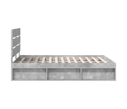 Gultas Rāmis Betons 140 X 200 Cm Ciets Priedes Koks Vidaxl