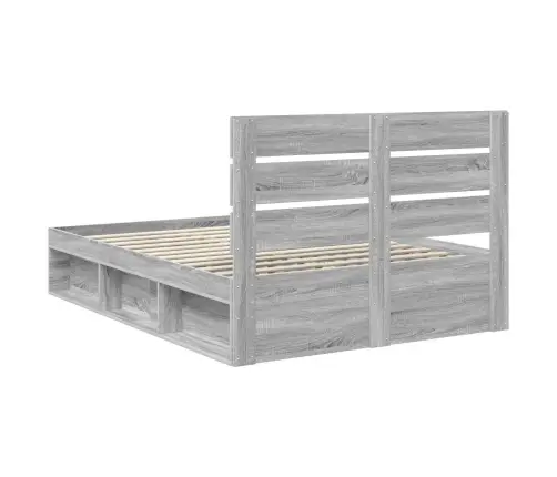 Gultas Rāmis Pelēks Sonoma 140 X 190 Cm Ciets Priedes Koks Vidaxl