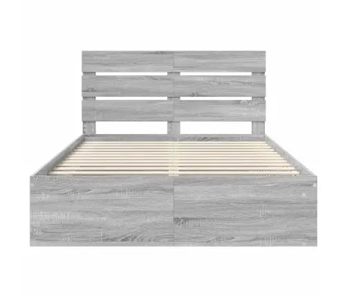Gultas Rāmis Pelēks Sonoma 140 X 190 Cm Ciets Priedes Koks Vidaxl