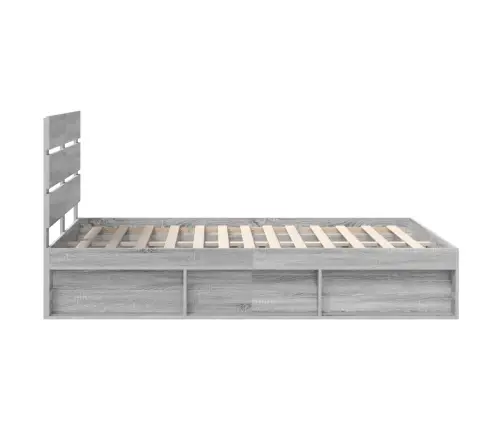 Gultas Rāmis Pelēks Sonoma 140 X 190 Cm Ciets Priedes Koks Vidaxl