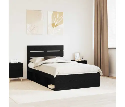 Gultas Rāmis Melna 135 X 190 Cm Ciets Priedes Koks Vidaxl