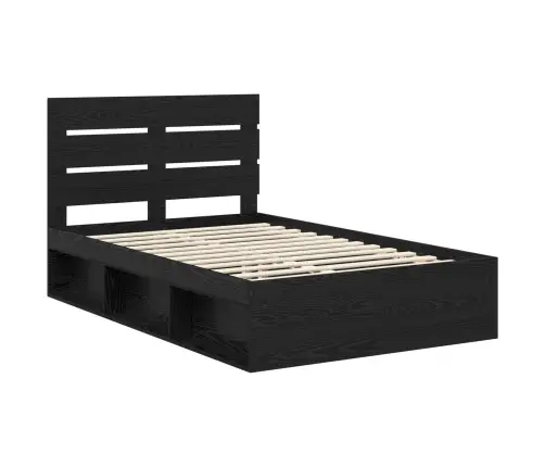 Gultas Rāmis Melna 135 X 190 Cm Ciets Priedes Koks Vidaxl