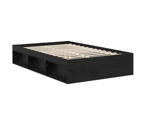 Gultas Rāmis Melna 135 X 190 Cm Ciets Priedes Koks Vidaxl