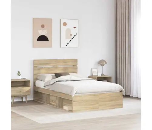 Gultas Rāmis Sonoma Ozols 135 X 190 Cm Ciets Priedes Koks Vidaxl