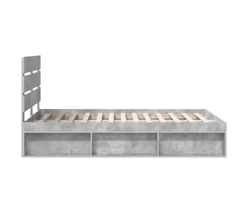 Gultas Rāmis Betona Pelēks 135 X 190 Cm Ciets Priedes Koks Vidaxl