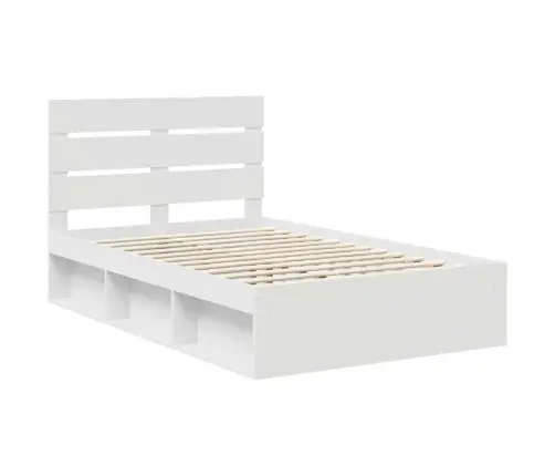 Gultas Rāmis Balts 120 X 200 Cm Ciets Priedes Koks Vidaxl