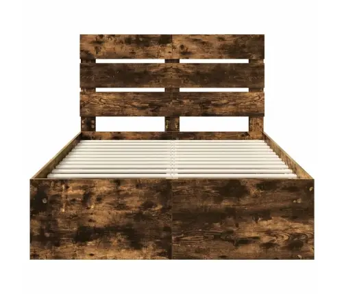 Gultas Rāmis Dūmaka Ozols 120 X 200 Cm Ciets Priedes Koks Vidaxl