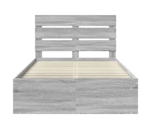 Gultas Rāmis Pelēks Sonoma 120 X 200 Cm Ciets Priedes Koks Vidaxl