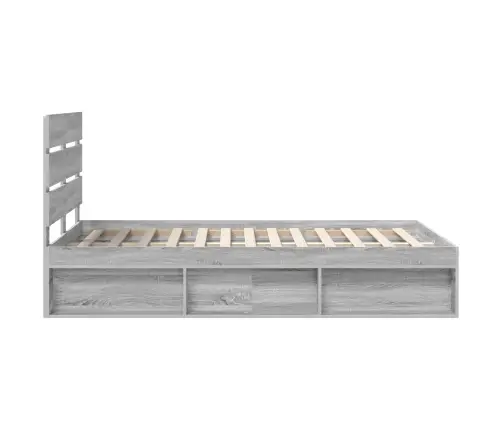 Gultas Rāmis Pelēks Sonoma 120 X 200 Cm Ciets Priedes Koks Vidaxl