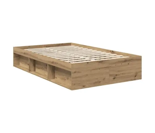 Gultas Rāmis Mākslīgā Ozola 120 X 200 Cm Ciets Priedes Koks Vidaxl