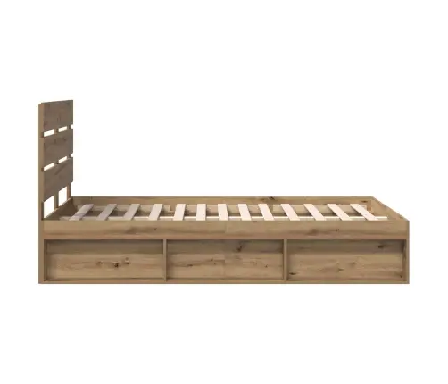 Gultas Rāmis Mākslīgā Ozola 120 X 200 Cm Ciets Priedes Koks Vidaxl