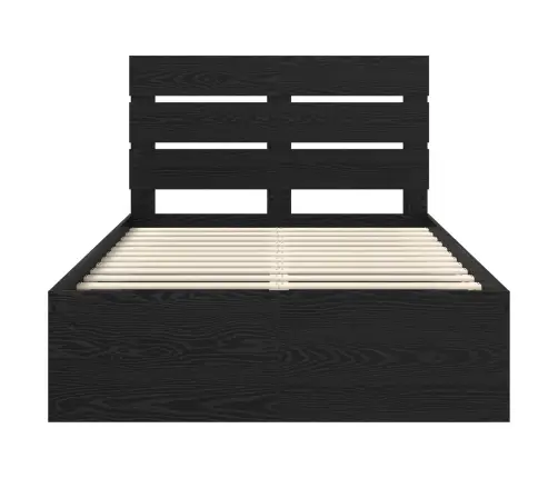 Gultas Rāmis Melna 120 X 190 Cm Ciets Priedes Koks Vidaxl