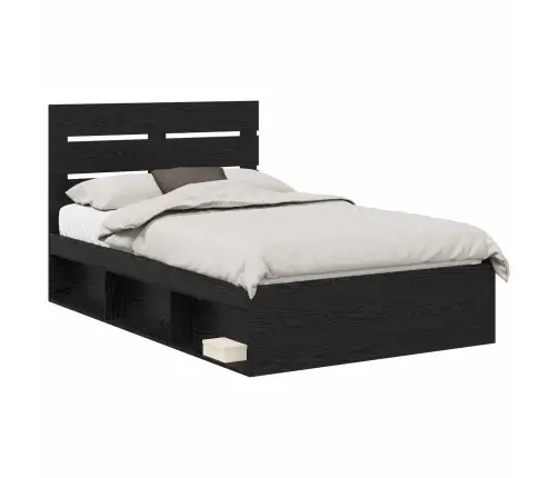 Gultas Rāmis Melna 120 X 190 Cm Ciets Priedes Koks Vidaxl