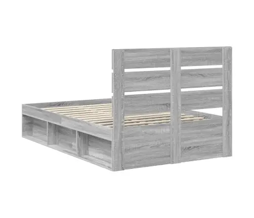 Gultas Rāmis Pelēks Sonoma 120 X 190 Cm Ciets Priedes Koks Vidaxl