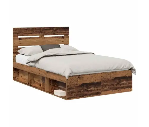 Voodi Raam Peaga Vana Puit 120 X 190 Cm Tahke Mänd