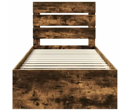 Gultas Rāmis Dūmaka Ozols 100 X 200 Cm Ciets Priedes Koks Vidaxl