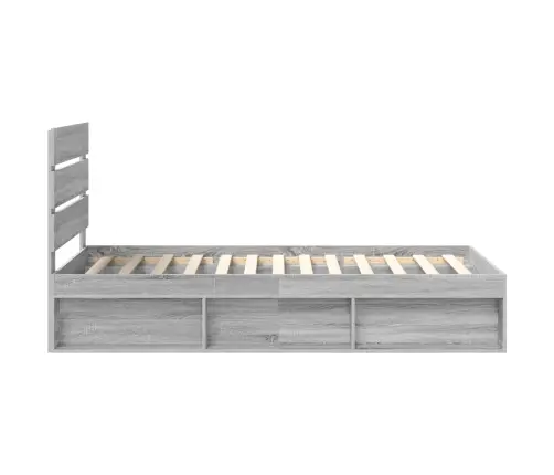 Gultas Rāmis Pelēks Sonoma 100 X 200 Cm Ciets Priedes Koks Vidaxl