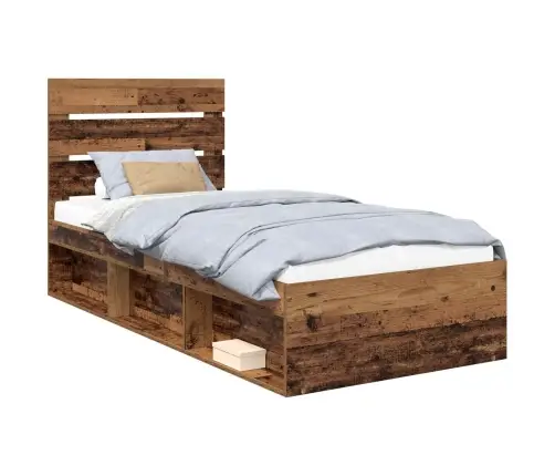 Voodi Raam Peaga Vana Puit 100 X 200 Cm Tahke Mänd