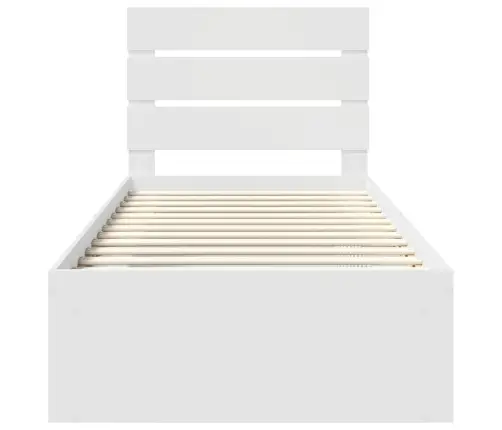 Voodi Raam Peaga Valge 90 X 200 Cm Tahke Mänd