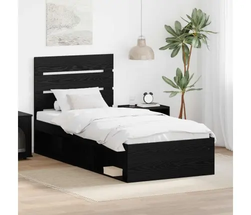 Gultas Rāmis Melna 90 X 200 Cm Ciets Priedes Koks Vidaxl