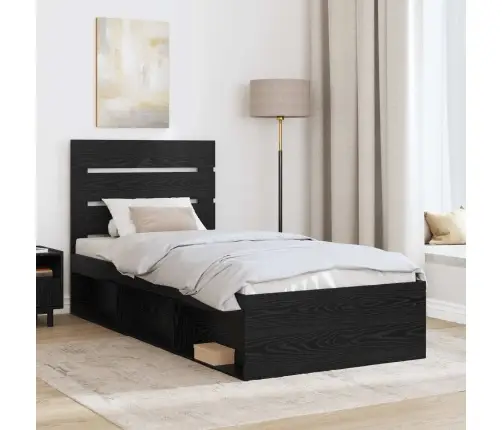 Gultas Rāmis Melna 90 X 200 Cm Ciets Priedes Koks Vidaxl