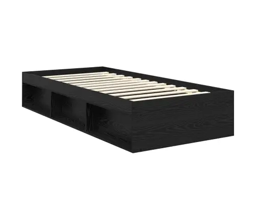 Gultas Rāmis Melna 90 X 200 Cm Ciets Priedes Koks Vidaxl