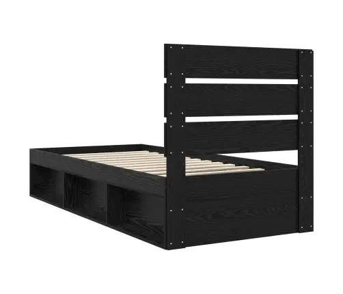 Gultas Rāmis Melna 90 X 200 Cm Ciets Priedes Koks Vidaxl