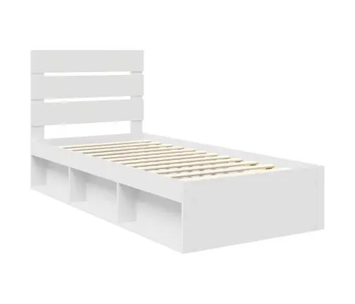 Voodi Raam Peaga Valge 90 X 190 Cm Tahke Mänd