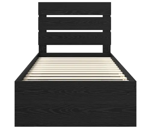 Gultas Rāmis Melna 90 X 190 Cm Ciets Priedes Koks Vidaxl