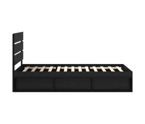 Gultas Rāmis Melna 90 X 190 Cm Ciets Priedes Koks Vidaxl