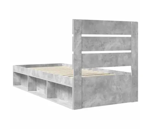 Lovos Rėmas Betono Pilka 90 X 190 Cm Kietos Pušies Mediena
