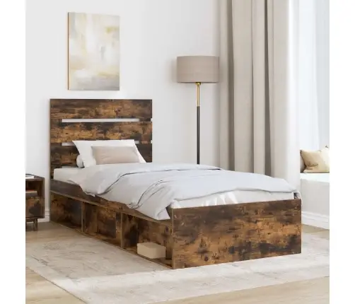 Voodi Raam Peaga Suitsetatud Tamm 75 X 190 Cm Tahke Mänd