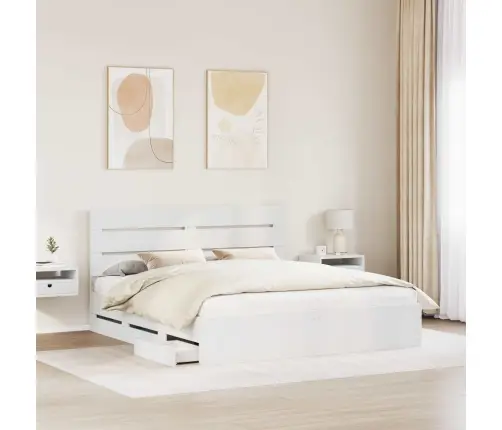 Voodi Raam Sahtliga Peaga Valge 200 X 200 Cm Inseneripuit