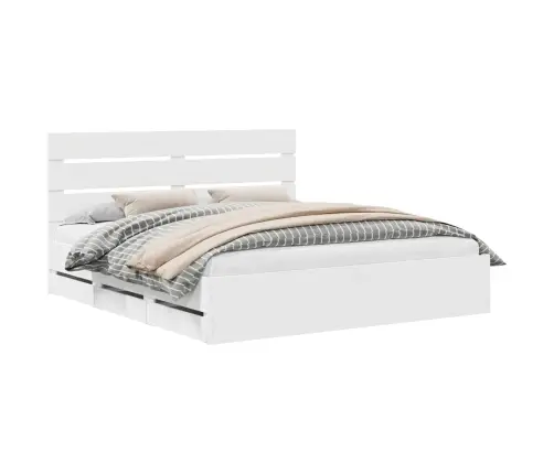 Voodi Raam Sahtliga Peaga Valge 200 X 200 Cm Inseneripuit