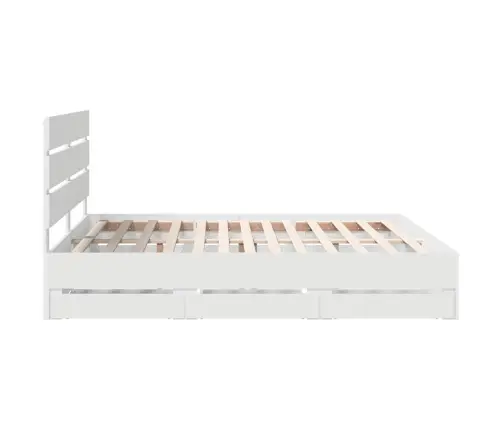 Voodi Raam Sahtliga Peaga Valge 200 X 200 Cm Inseneripuit