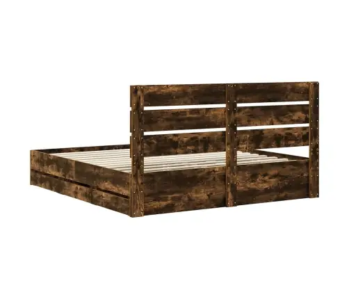 Voodi Raam Sahtliga Suitsetatud Tamm 200 X 200 Cm Inseneripuit