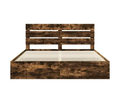 Voodi Raam Sahtliga Suitsetatud Tamm 200 X 200 Cm Inseneripuit