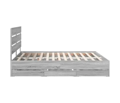 Gultas Rāmis Pelēks Sonoma 200 X 200 Cm Inženieru Koks Vidaxl
